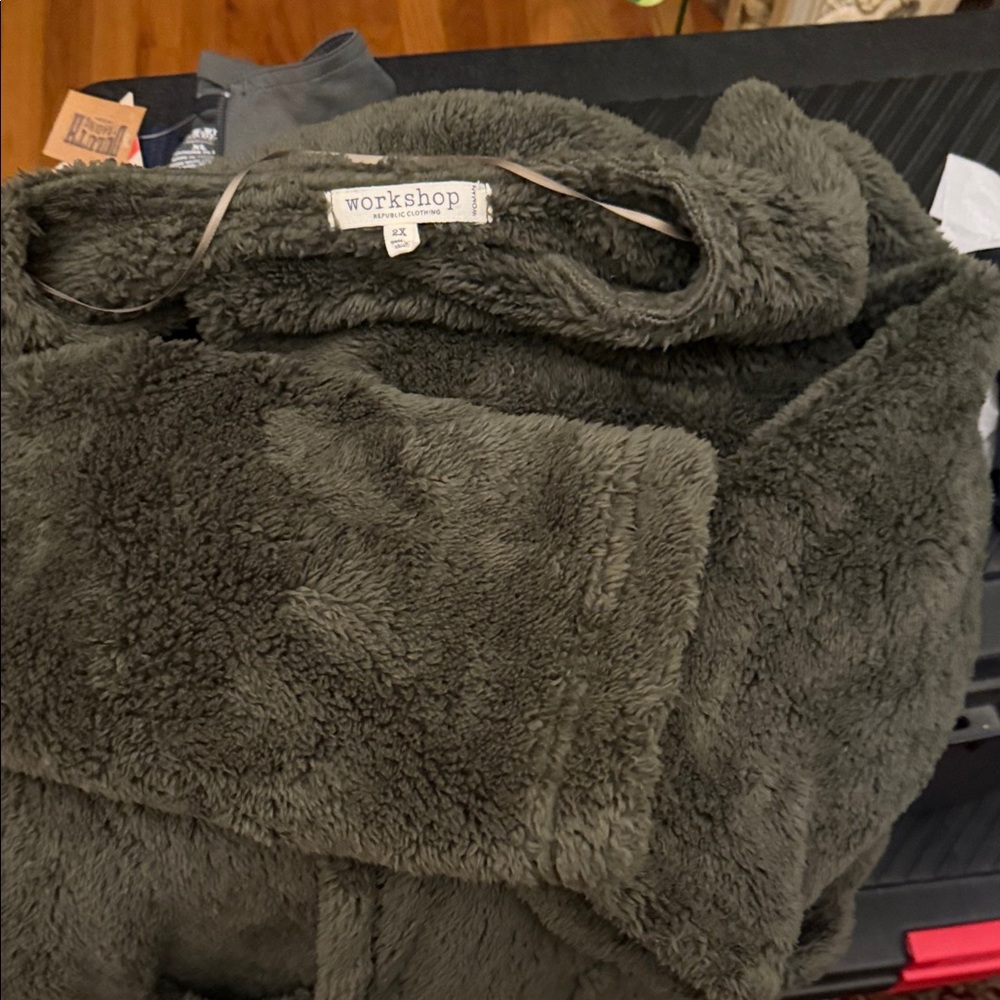 Workshop Republic Clothing Forest Green Plush Jacket